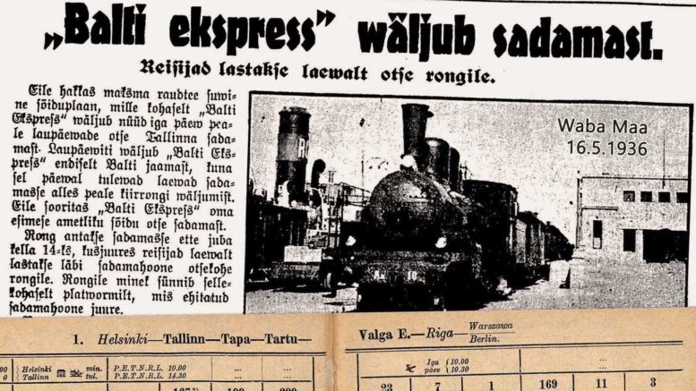 Balti Ekspress suoraan Tallinnan satamasta Berliiniin ja Varsovaan, Waba Maa 16.5.1936