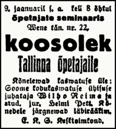 Puhetilaisuus opettajillle, Päewaleht 7.1.1922