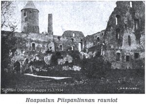 Haapsalun Piispanlinnan rauniot. Suomen Ulkomaankauppa 15.3.1934