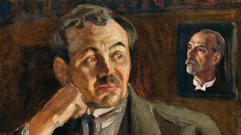 Akseli Gallen-Kallelan muotokuva Eino Leinosta (1917). Jaan Tõnissonin kasvot Kaarel Liimandin maalauksesta (1936).