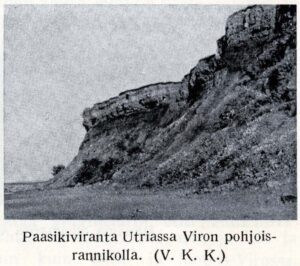 Paasikiviranta Utriassa Viron pohjoisrannikolla. Kuva Viron-kirjan maantieteellisessä yleis­katsauksessa. Kustannus Oy Kirja 1929