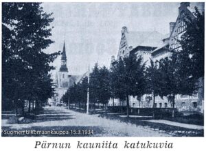 Pärnun kauniita katukuvia. Suomen Ulkomaankauppa 15.3.1934