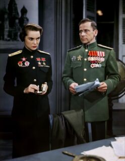 Ivan Triesault as Soviet general with Janet Leigh, Jet Pilot (1957)